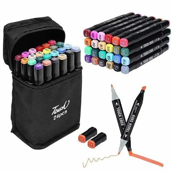 Touch 24 Pcs Dual Tip Alcohol Markers Set with Carrying Case