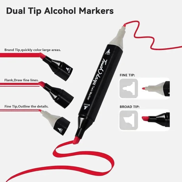 Touch 24 Pcs Dual Tip Alcohol Markers Set with Carrying Case