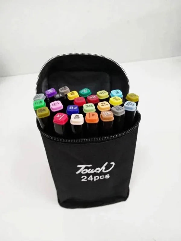 Touch 24 Pcs Dual Tip Alcohol Markers Set with Carrying Case