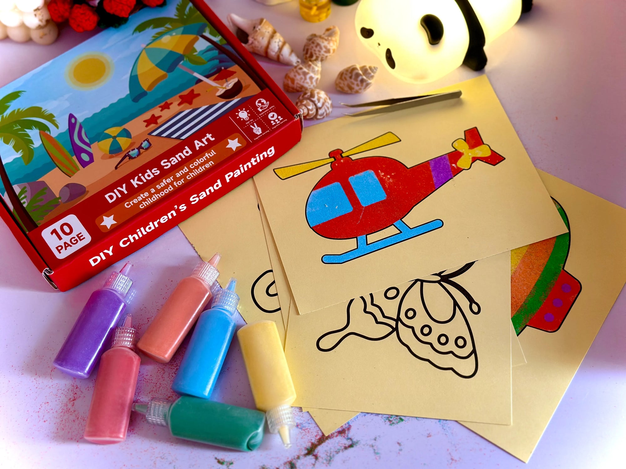 Falling Sand Sticker Sand Sticker Art Kit - Set of 10 Stickers and 6 Sand Bottles - House Of ...
