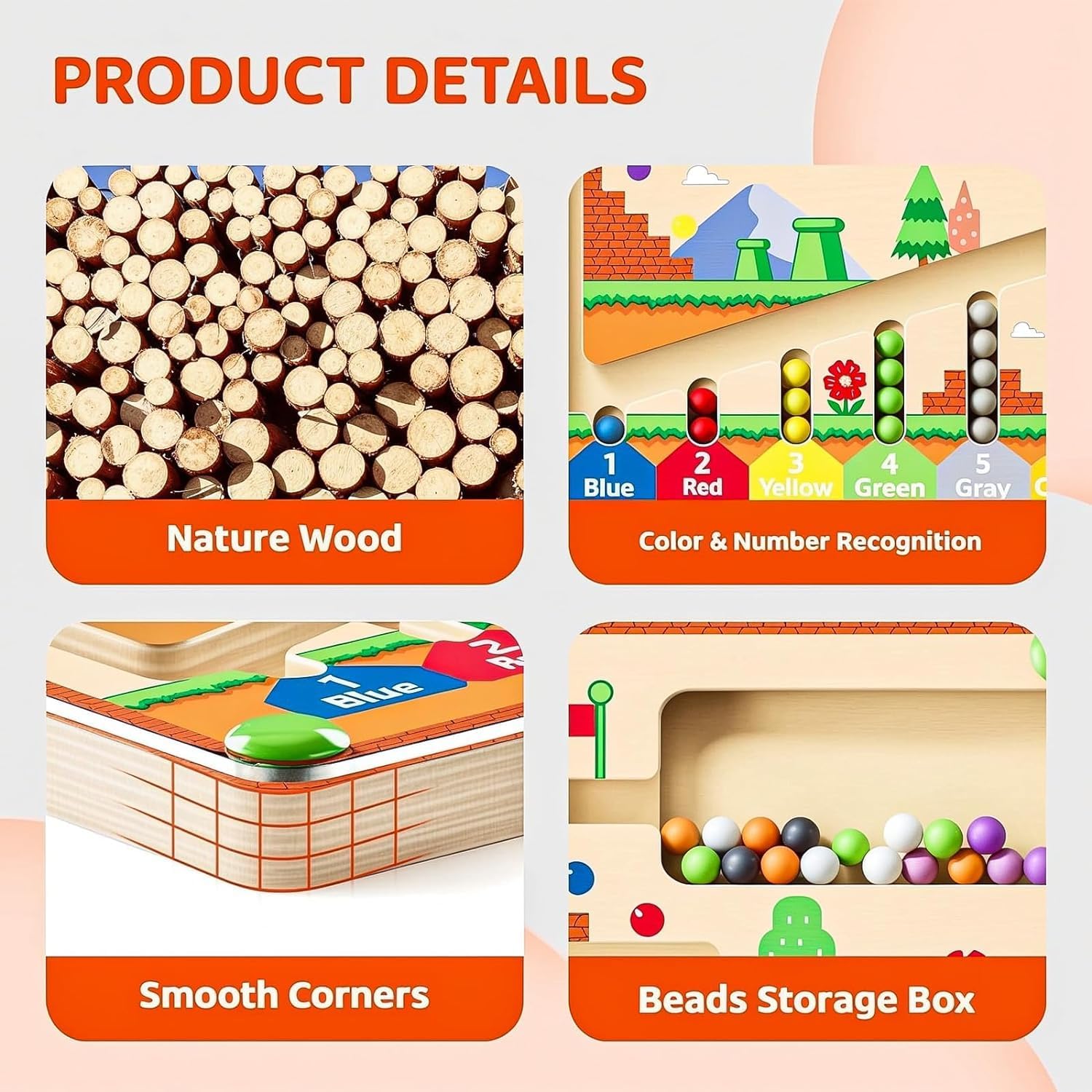 Montessori Toys Magnetic Color and Number Maze