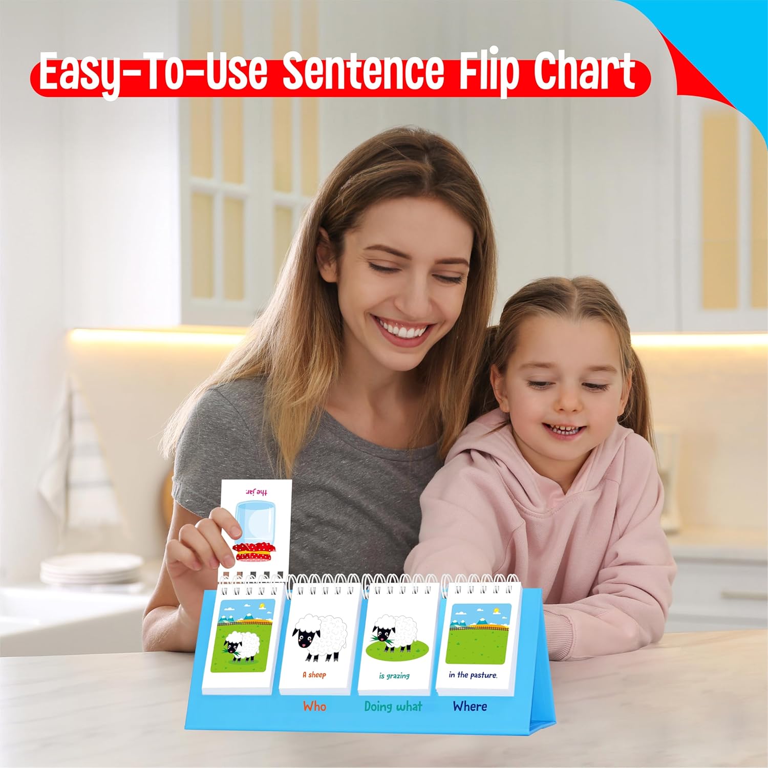 Sentence Building Flip Charts - 80 Double Sided Cards, 40 Sentences