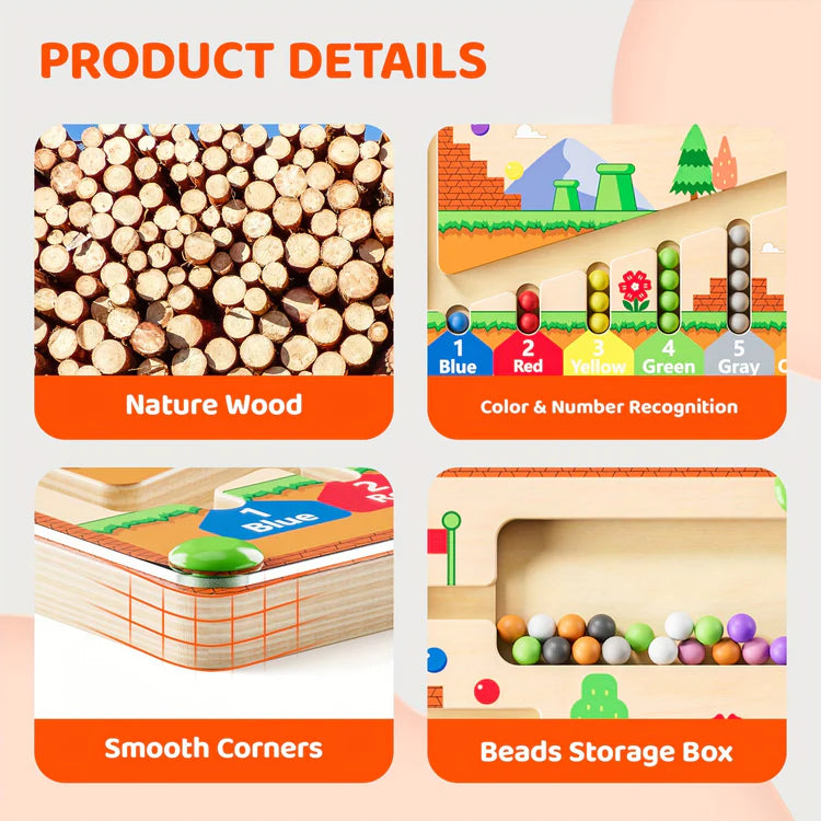 Montessori Toys Magnetic Color and Number Maze