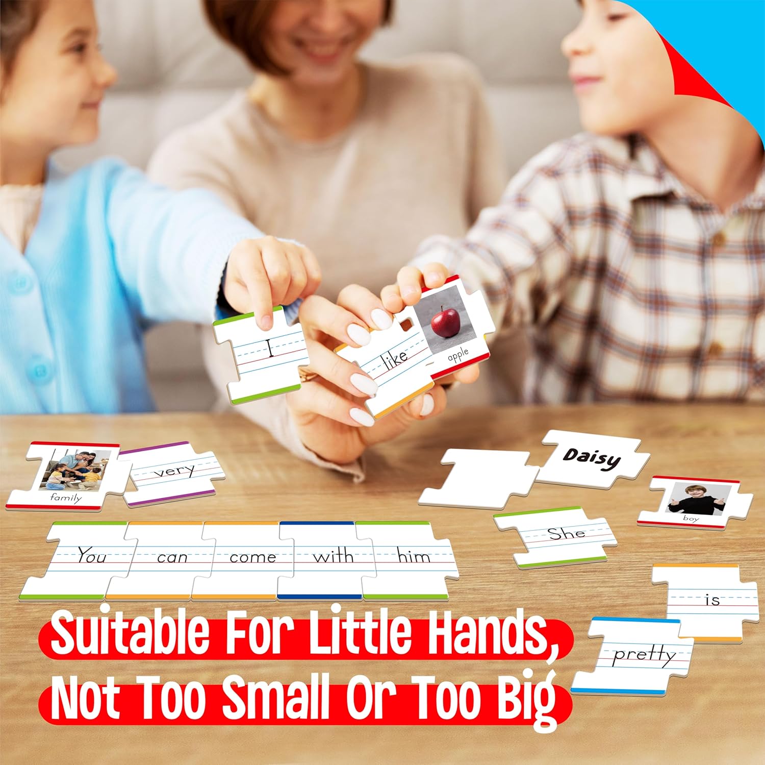 Sentence Building Box for Kids, Write On Wipe Off Game, 250pcs Toddler Puzzle Ages 5+