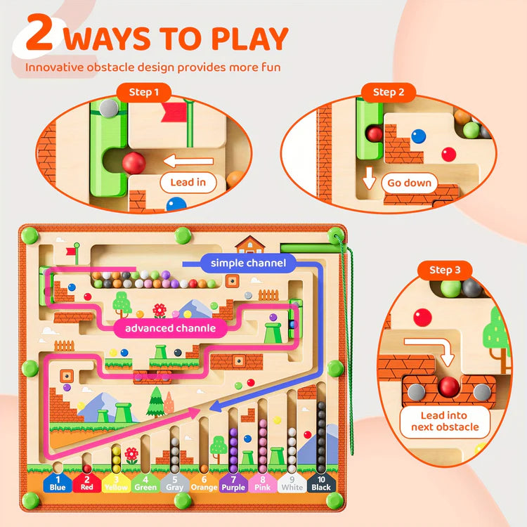 Montessori Toys Magnetic Color and Number Maze