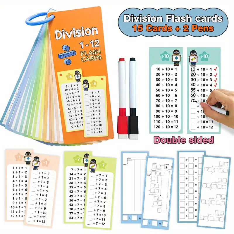 Math Flash Cards - 60Pcs Multiplication Division Addition and Subtraction Flash Card