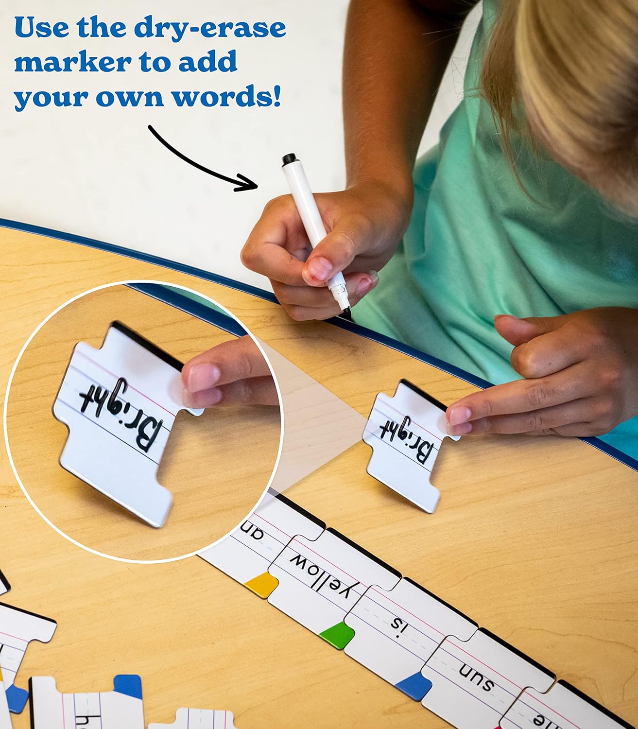 Sentence Building Box for Kids, Write On Wipe Off Game, 250pcs Toddler Puzzle Ages 5+