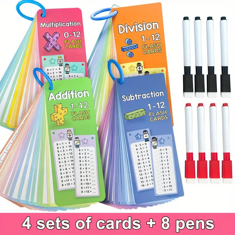Math Flash Cards - 60Pcs Multiplication Division Addition and Subtraction Flash Card