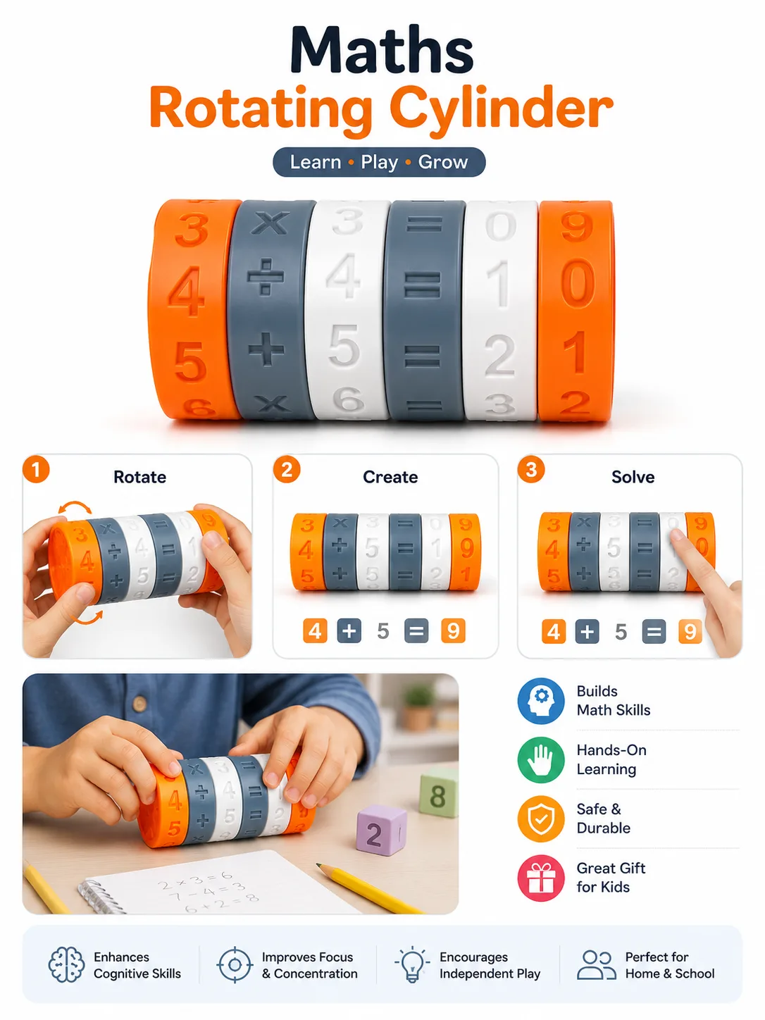 Maths Rotating Cylinder for Kids